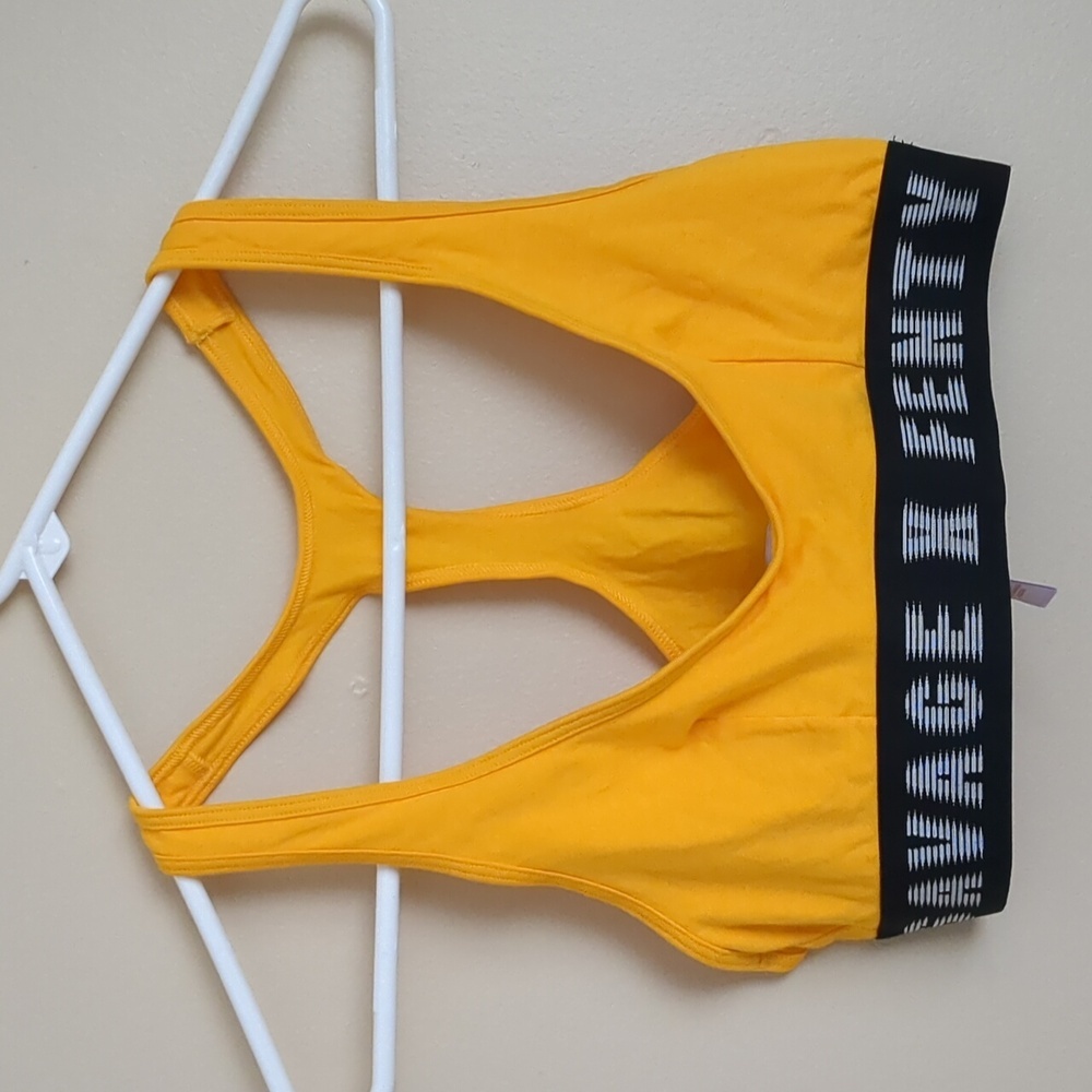Medium Savage X Fenty Yellow and Black Sports Bra Logo Spellout Band